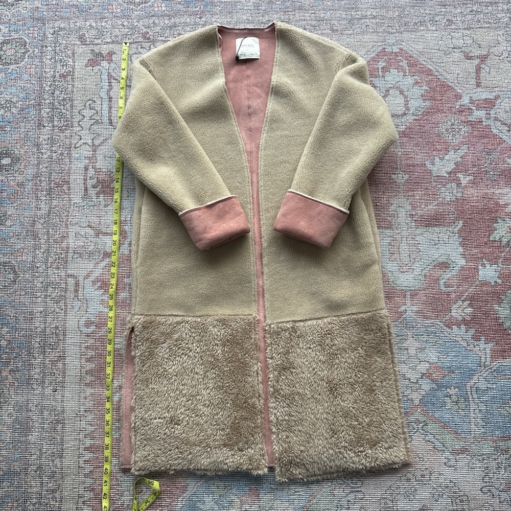 Zara Beige and Pink Teddy Jacket with Sherpa